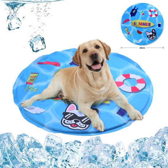 Navaris Koelmat voor honden en katten - 81 x 96 cm - Met vloeibare gel - Zonder vriezen - Hou jouw huisdier lang koel - Textileen - Blauw