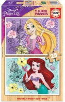 Educa - puzzel Disney - Ariel en Rapunzel - houten puzzels - 2 in 1