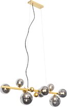 QAZQA david - Art Deco Hanglamp eettafel voor boven de eettafel | in eetkamer - 8 lichts - L 98 cm - Goud/messing - Woonkamer | Slaapkamer | Keuken