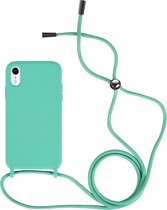 Iphone XR Siliconen telefoonhoesje met koord - blauw