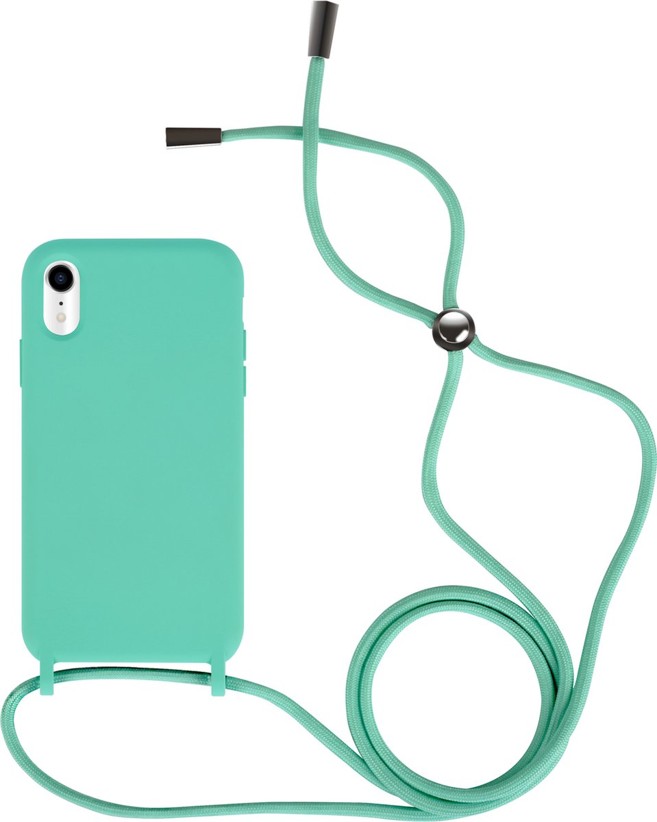 Iphone XR Siliconen telefoonhoesje met koord - blauw