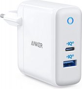 Anker PowerPort+ Atom III 60W PIQ 3.0 & GaN Tech USB-C wandlader, dubbele poort met PIQ 2.0, USB-A en 45W USB-C, USB-C laptops, Macbook, iPad Pro, iPhone, Galaxy, Pixel en meer
