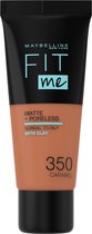 Maybelline New York - Fit Me Matte + Poreless Foundation - 350 Caramel - Medium Dekkende Foundation met Matte Finish voor de Normale tot Vette Huid - 30 ml