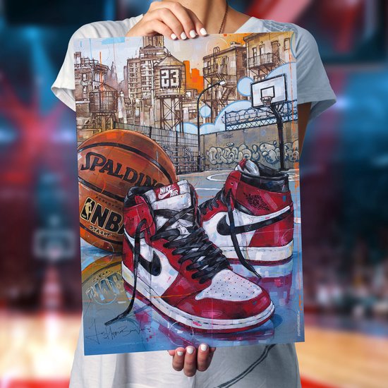 Nike air jordan 1 Basketball graffiti art by Jos Hoppenbrouwers on canvas,  poster, wallpaper and more