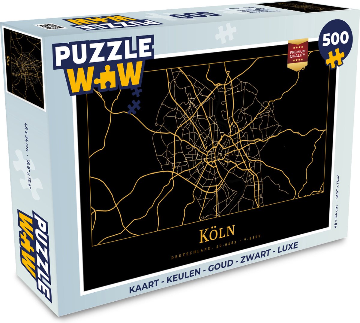 Puzzel Kaart - Keulen - Goud - Zwart - Luxe - Legpuzzel - Puzzel 500 stukjes