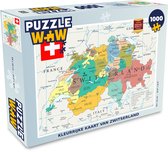 Puzzel Kleurrijke kaart van Zwitserland - Legpuzzel - Puzzel 1000 stukjes volwassenen