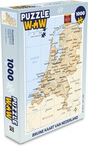 Puzzel Bruine kaart van Nederland - Legpuzzel - Puzzel 1000 stukjes volwassenen