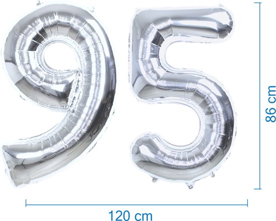 Ballon Feuille Numéro 95 Ans Argent Anniversaire Décoration Hélium Numéro Ballons Décoration De Fête Avec Paille - 86cm
