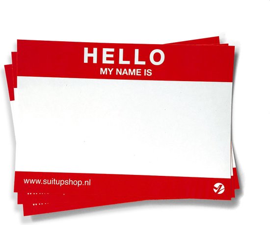 Foto: Hello my name is stickers 50 stuks rood weerbestendig