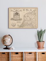 Poster In Houten Lijst - Historische Oude Kaart Noordelijk Nederland - Stadsplattegrond 1647 - 50x70 cm
