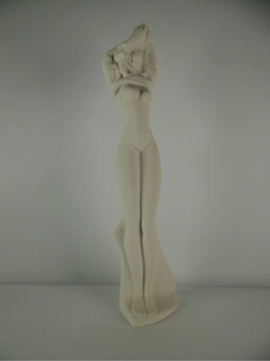 Sculptuur - 39 cm hoog - Decoratief porselein beeld - naakte vrouw