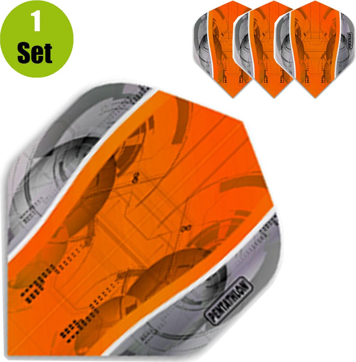 Pentathlon Silver Edge Dartflights - Oranje