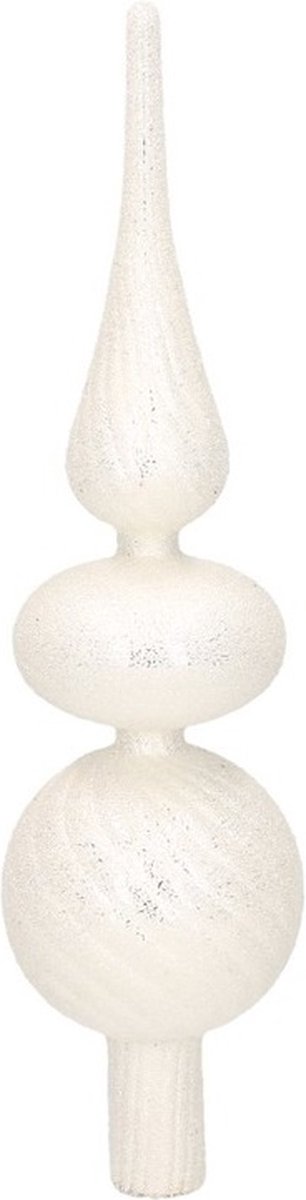 Piek/kerstboom topper - glas - H32 cm - zilver swirl met kralen - Kerstversiering – foto 2
