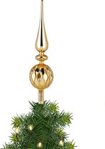 Piek/kerstboom topper - glas - H31 cm - goud gedecoreerd - Kerstversiering