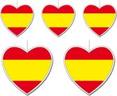 5-delige hou van Spanje versiering set hartjes van 14 cm en 28 cm - Landen vlaggen feestartikelen