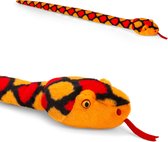 Pluche knuffel dieren slang rood 100 cm - Knuffelbeesten reptietel speelgoed