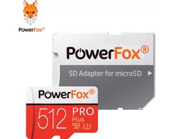 PowerFox® PRO Plus MicroSDXC 512GB met adapter + kaartjeshouder