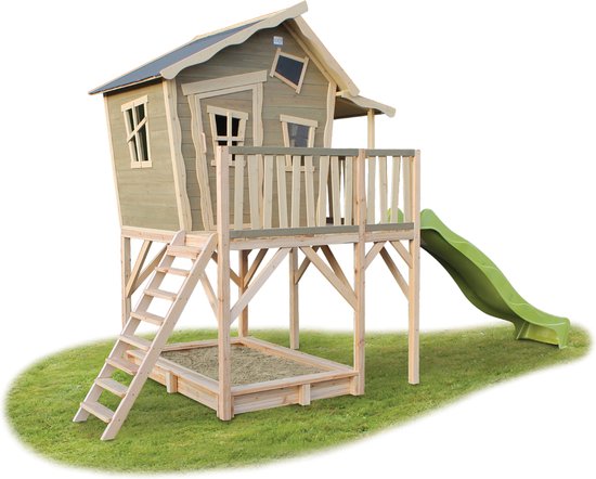 EXIT Crooky 750 houten speelhuis - grijsbeige | bol.com