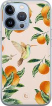 Hoesje geschikt voor iPhone 13 Pro - Tropical fruit - Soft Case - TPU - Print - Oranje - ELLECHIQ