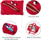 etui Grillz Monster Jumbo rood gemaakt van één lange rits make-up tasje pennenetui toilettas