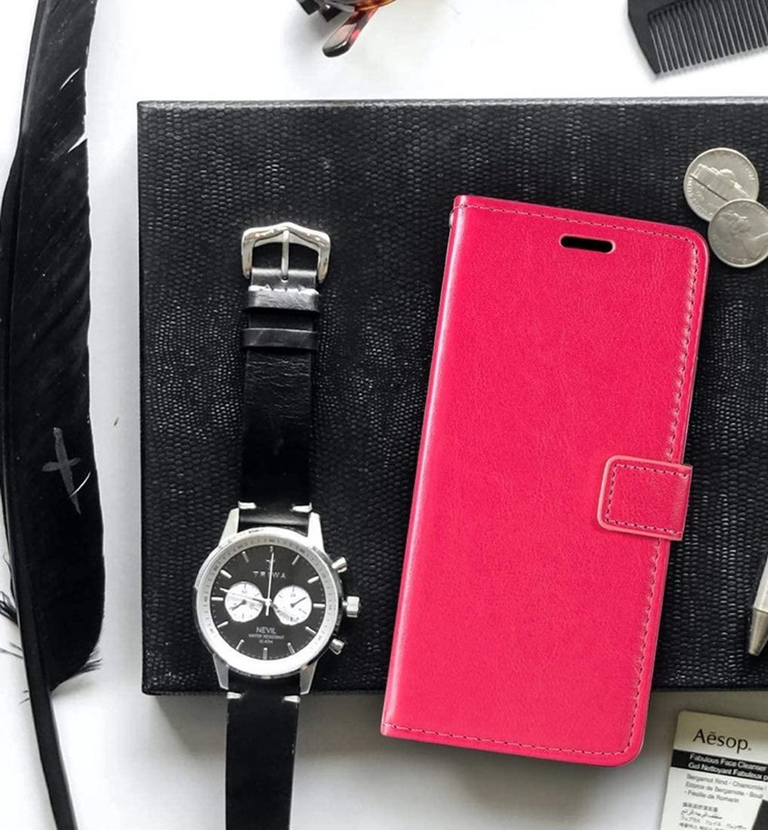 Bookcase Geschikt voor: Sony Xperia 10 II Roze - portemonee hoesje - ZT Accessoires