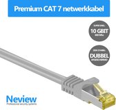 Neview - Cat 7 S/FTP netwerkkabel - 100% koper - 25 cm - Grijs - Dubbele afscherming - Cat 7 Internetkabel