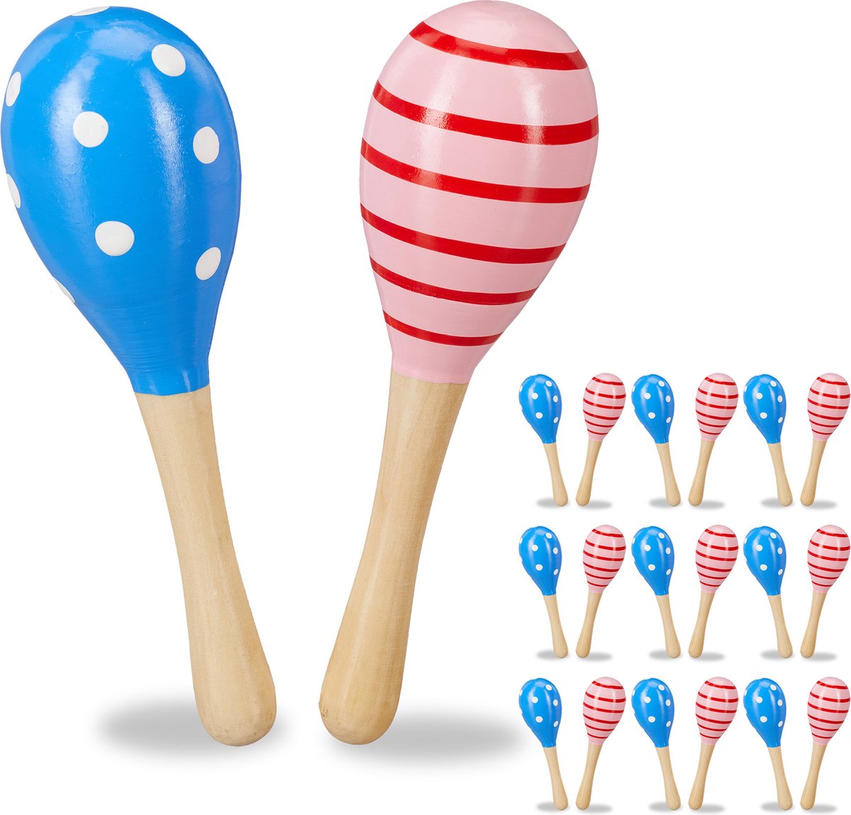 Relaxdays 20x sambaballen voor kinderen maracas houten
