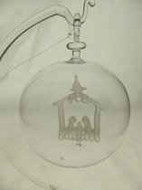 Glasdecoratie - hanger - 10 cm rond - glasbol - mondgeblazen - kerstbal - kerststal