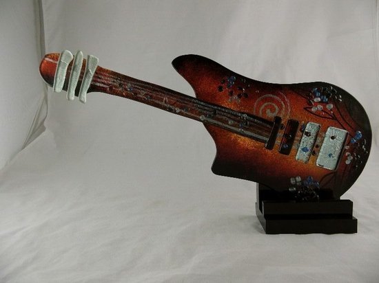 Sculpture en Verres - guitare électrique en verre - musique - verrerie décorative - 55 x 23 cm