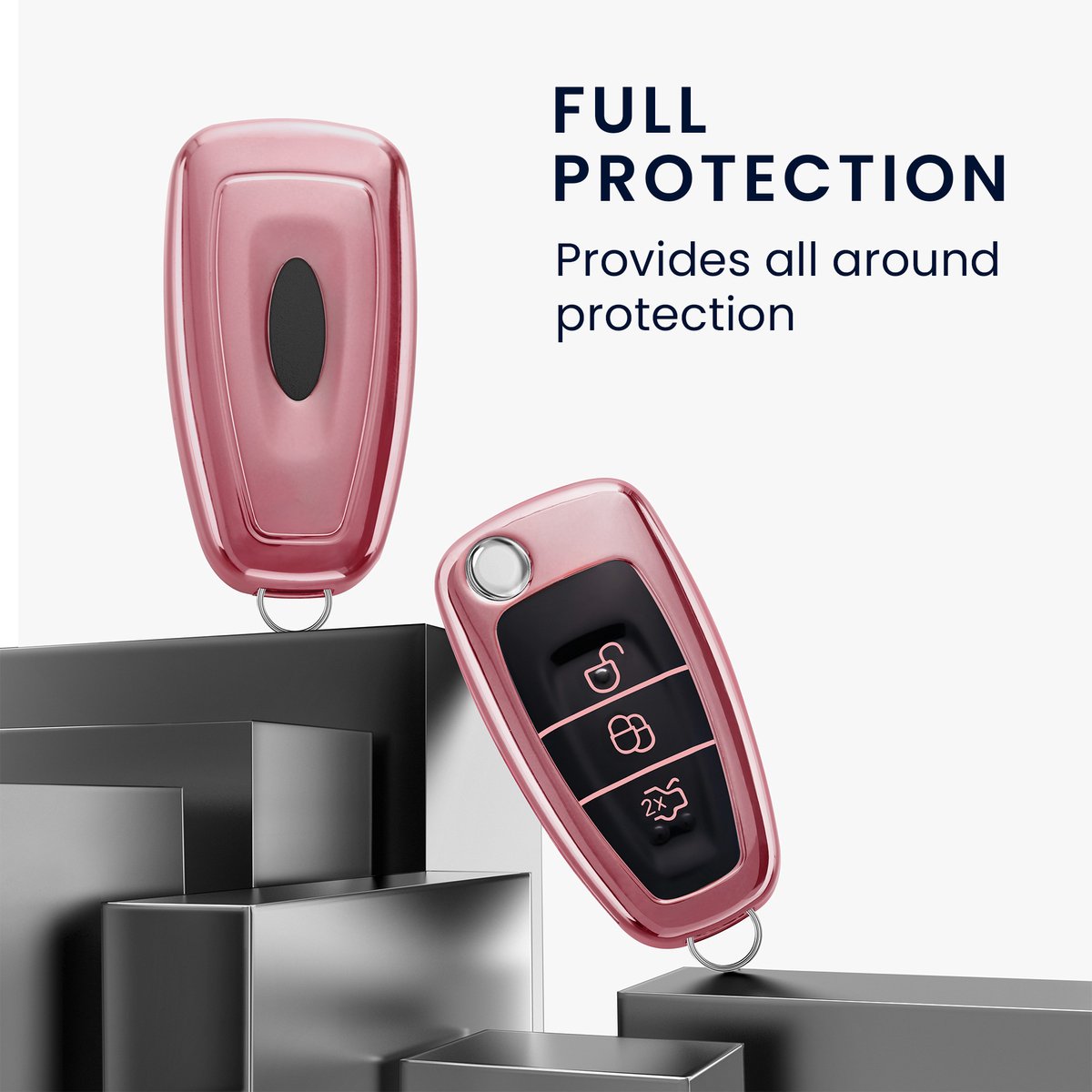 Coque Silicone Clé Voiture Coque Silicone Pour Clé Voiture VW/Skoda/Seat - 3 Boutons - Protection Anti-choc - Noir/rouge Protection Silicone Clé