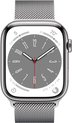 Apple Watch Series 8 - 4G - 45mm - Zilver Roestvrijstaal - Zilver Milanees bandje