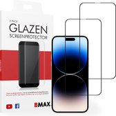 2-pack BMAX geschikt voor de iPhone 14 Pro Screenprotector - Full Cover - Gehard glas - Apple screenprotectors - Telefoonaccessoires - Telefonie & Accessoires - Beschermglas - Glas screenprotectors - Zwart
