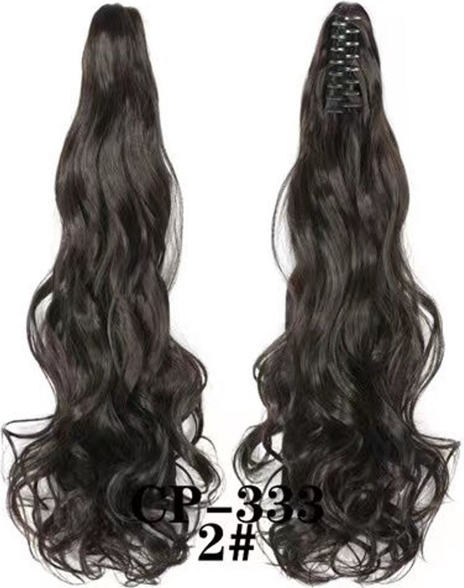 Brazilian Ponytail Donkerbruin - #2 - 55cm - Paardenstaart - Haarverlenging - Extensions - Wavy - 2# - Haarstuk - 22'' - 22 inch - Donkerbruin - Bruin