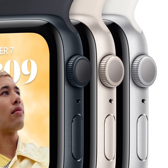 Apple Watch SE 2022 - Smartwatch heren en dames - 44 mm - Zilver Aluminium - Apple