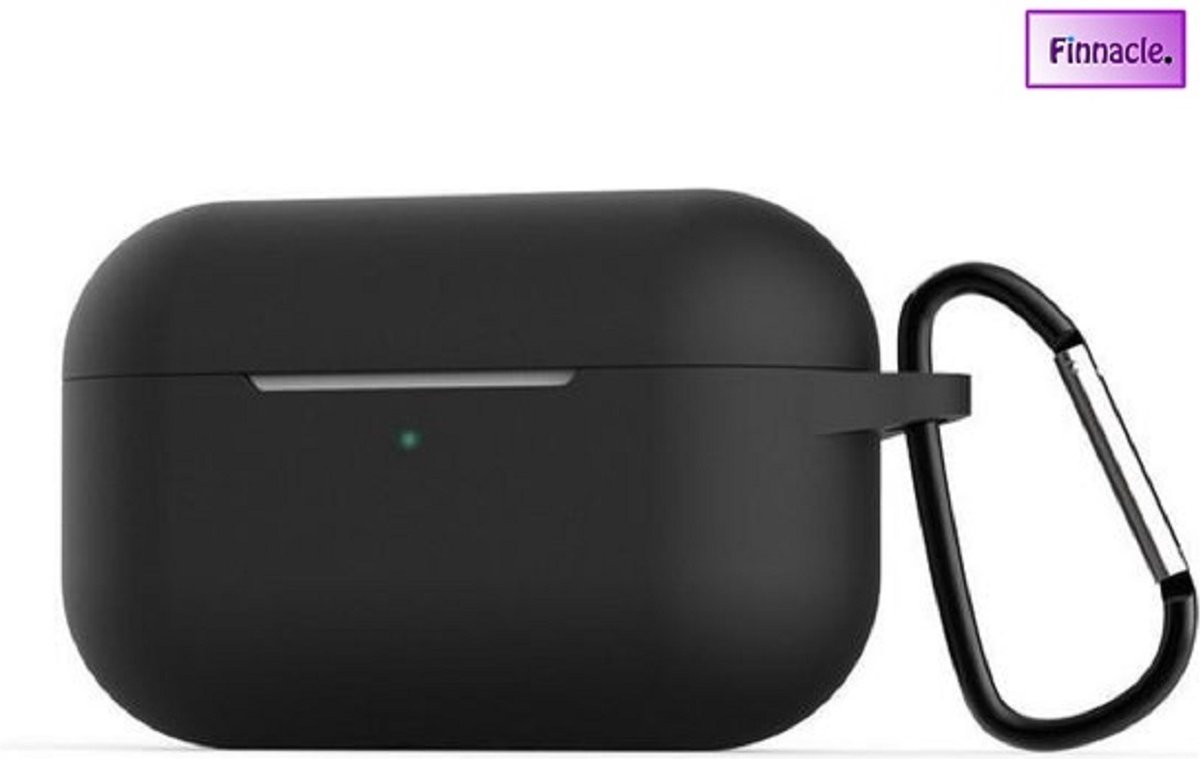 Finnacle - Hoesje geschikt voor Apple AirPods Pro met Clip - Zwart - Siliconen - Case - Cover - Soft cases