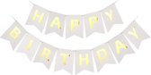 Slinger Happy Birthday – Wit – 250cm – 15*12 cm – Verjaardag Feestje Kinderfeest – Vlaggetjes