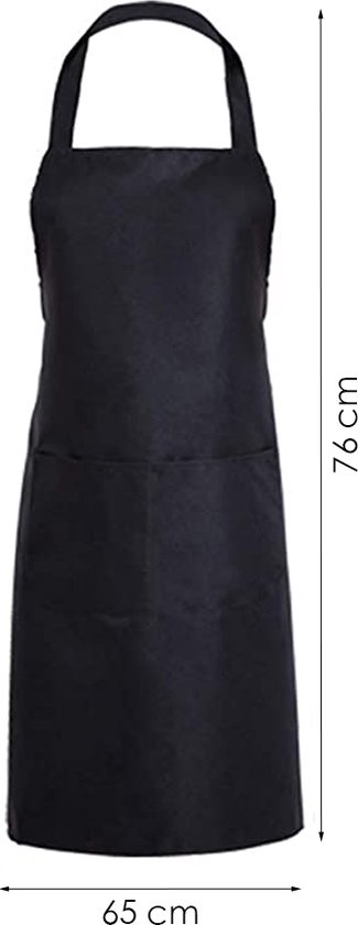 Schort met 2 zakken voor heren en dames, ober, kookschort, kort schort, chef-kok, keukenschort, kleine halve schort voor thuis, bar, café, restaurant, Oranje en zwart