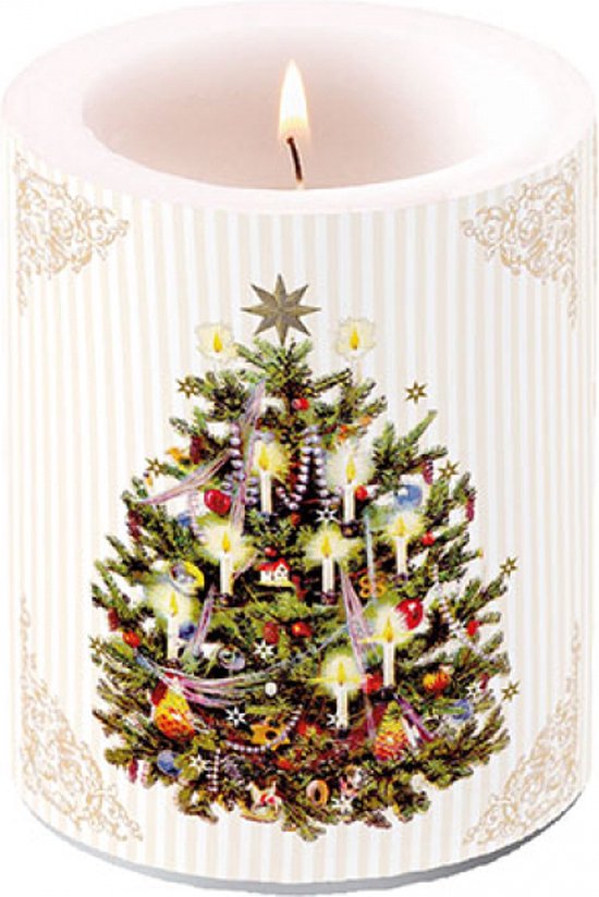 Ambiente - Kaars - 75 branduren - X mas Tree cream - Kerst