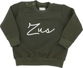 Sweater voor kind met tekst - Zus - Groen - Maat 86 - Big sister - Ik word grote zus - Gezinsuitbreiding - Zwangerschap aankondiging