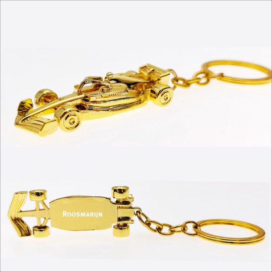 Porte-clés de voiture F1 - Avec nom - Roosmarijn - Modèle 2022 - Or
