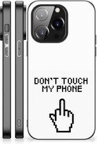 Hoesje iPhone 14 Pro Leuk TPU Back Case met Zwarte rand Finger Don't Touch My Phone