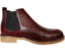 Leren schoenen- Heren Laarzen- Chelsea boots- Heren schoenen- Exclusief Stoere Mannen laarzen- Enkellaarsje 508- Leather- Bordeaux- Maat 43