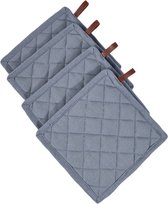 Picnic Pannenlappen set van  4 stuks 100% katoen | Richmond Dove| Ovenwanten Lichtgrijs | 20x20cm