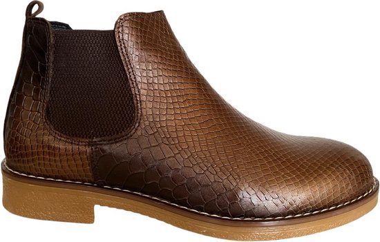 Leren schoenen- Heren Laarzen- Chelsea boots- Heren schoenen- Exclusief Stoere Mannen laarzen- Enkellaarsje 504- Leather- Goudbruin- Maat 40