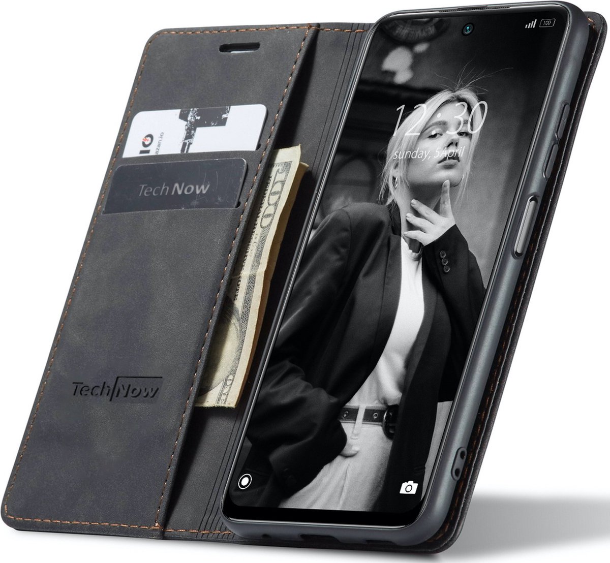 Hoesje geschikt voor Xiaomi Redmi Note 11 - Book Case Leer Slimline Zwart