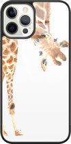 Leuke Telefoonhoesjes - Hoesje geschikt voor iPhone 12 Pro - Backcover zwart - Giraffe - Bruin