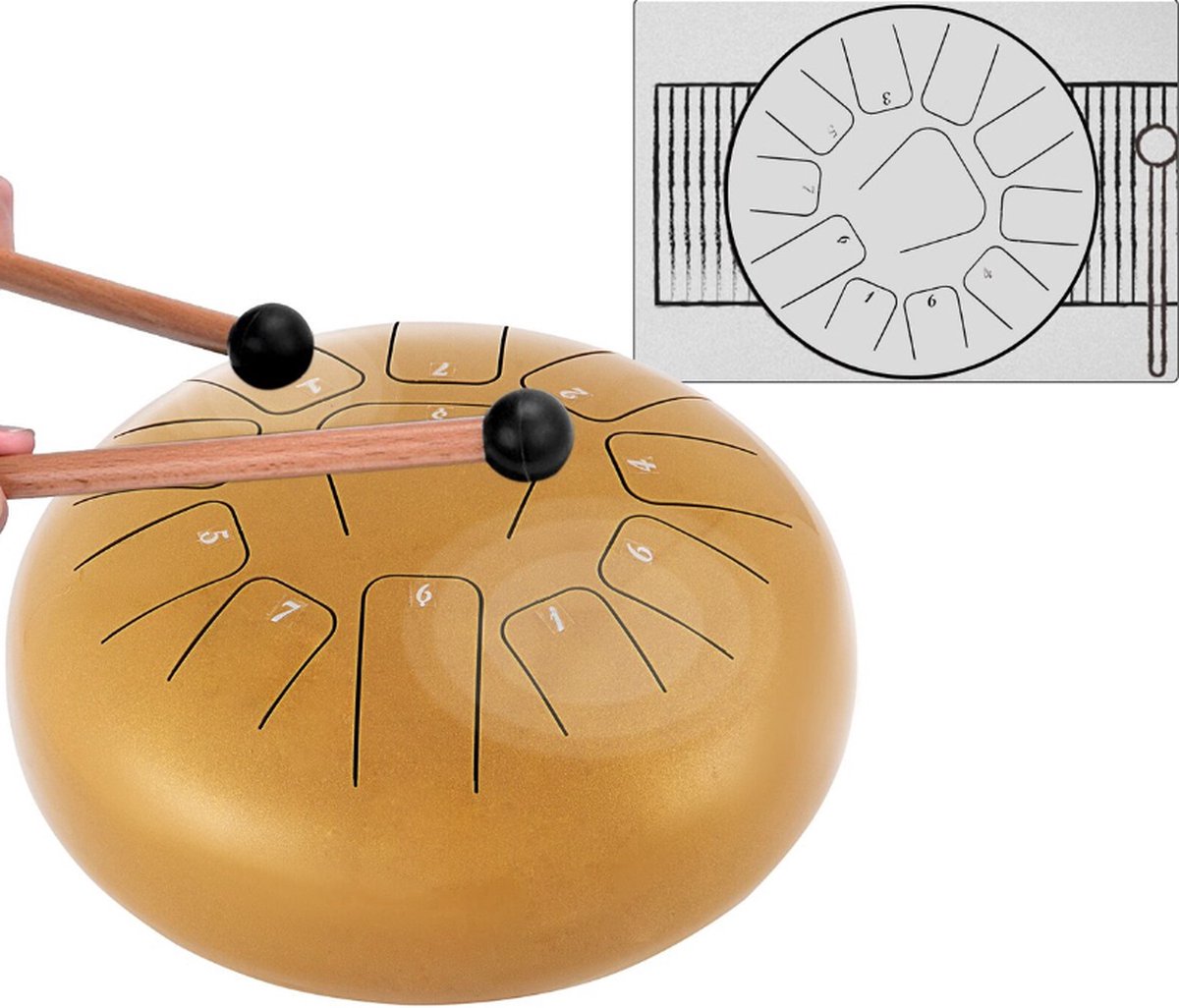 Temz® Klankschaal Set Handpan Tongue Drum Hangdrum Steel Tongue