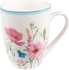 Clayre & Eef Mug 360 ml Blanc Rose Porcelaine Fleurs Tasse à thé