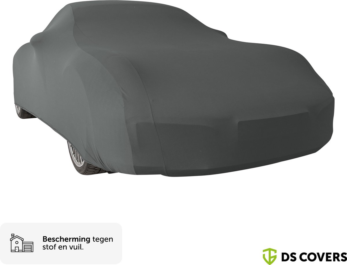 BOXX indoor autohoes van DS COVERS – Indoor – Coupe/sedan fit - Bescherming tegen stof en vuil – Extra zachte binnenzijde – Stretch-Fit pasvorm – Incl. Opbergzak - Grijs- Maat S