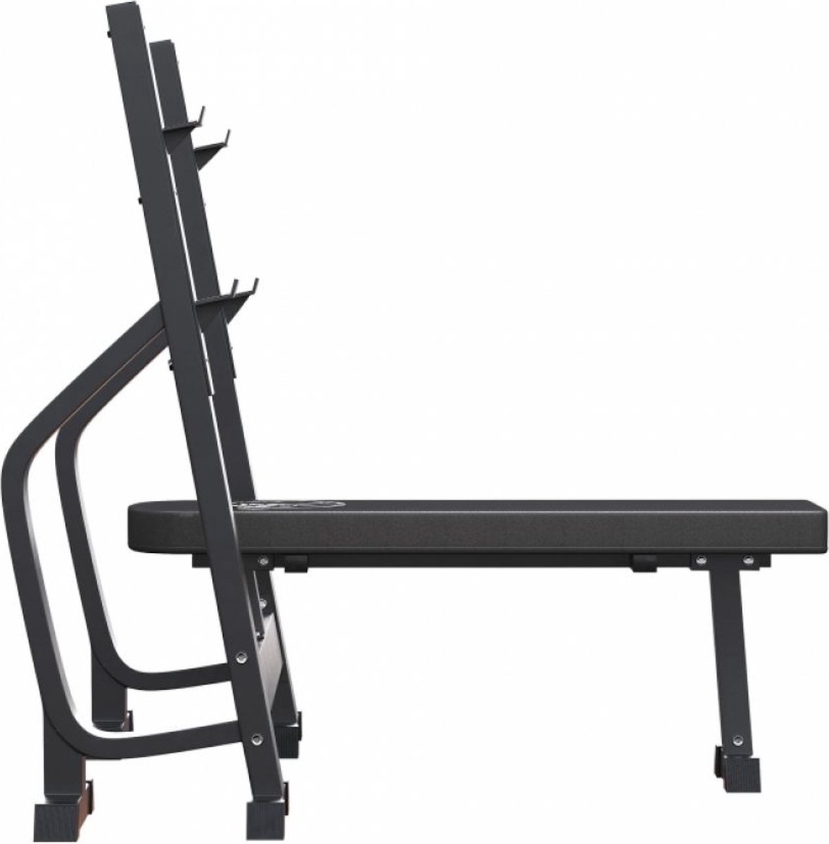 Gorilla Sports Vlakke Halterbank - Fitnessbank - Belastbaar tot 250 kg - Zwart